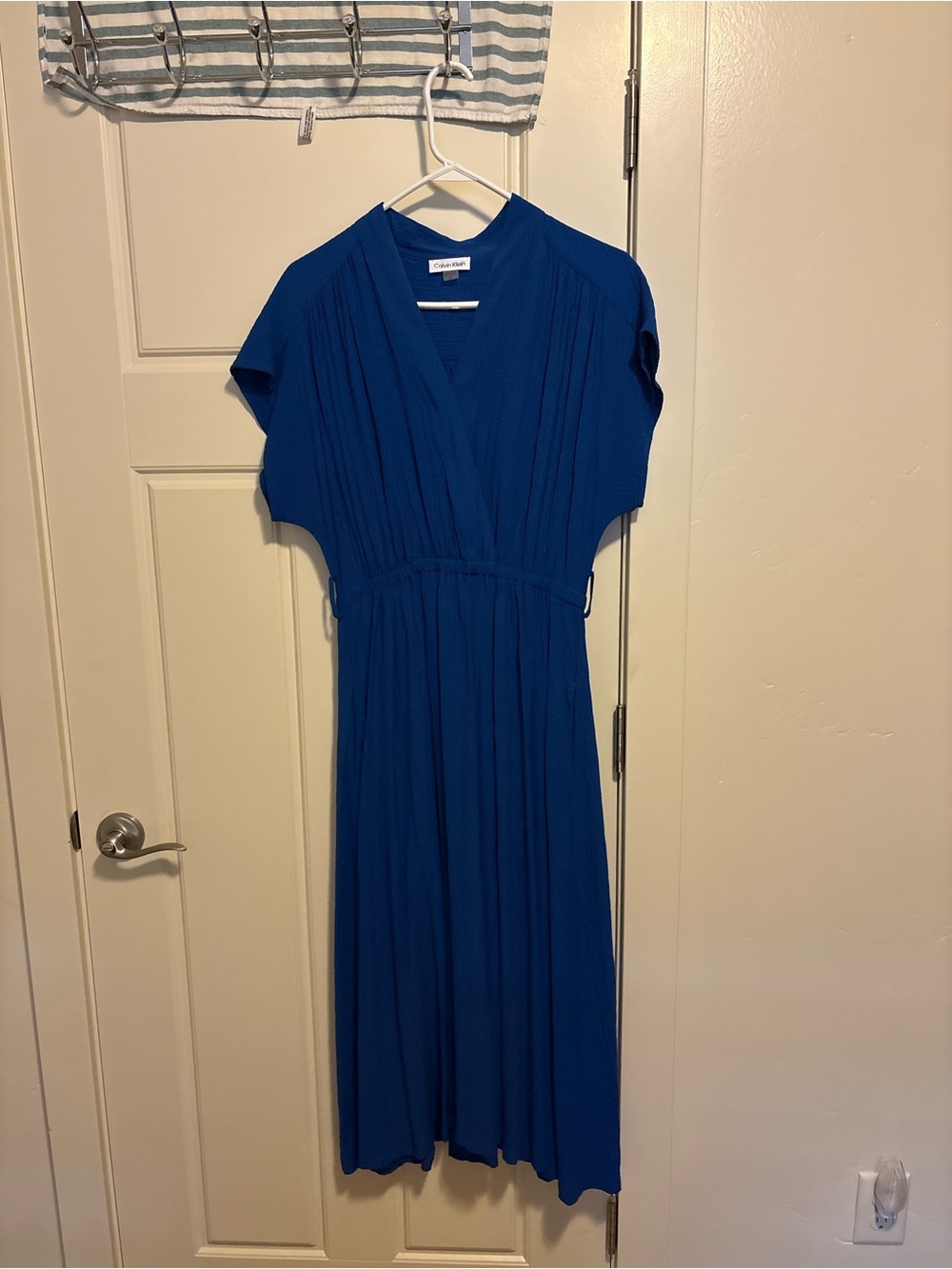 Calvin Klein Royal Blue V-Neck Midi Dress